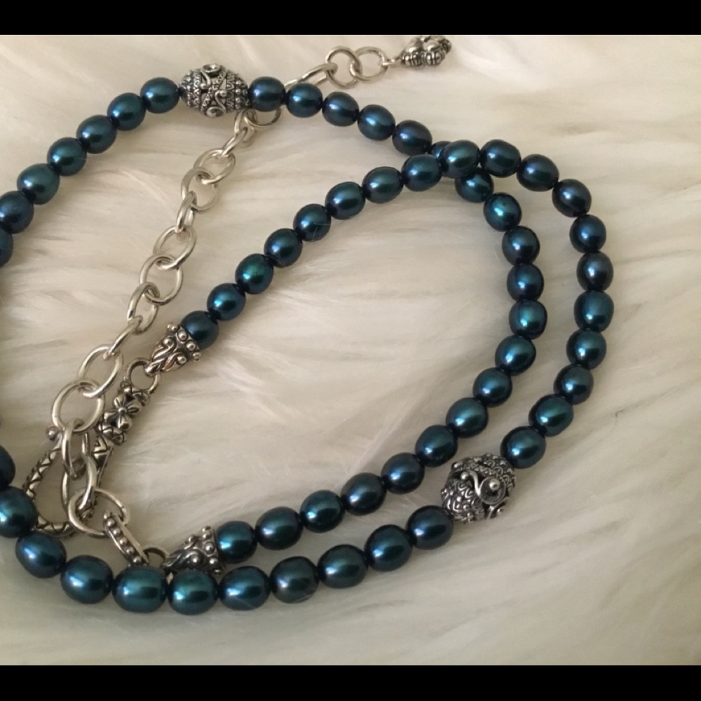 VINTAGE BARBRA BIXBY TEAL PEARL NECKLACE